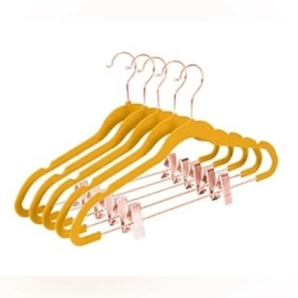 NEW Premium Space Saver Velvet Non-Slip Pants Hangers with Clips, 20 Gold Yellow